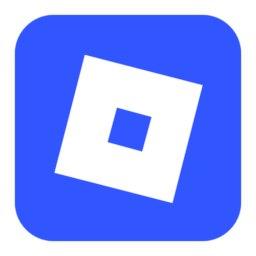 A blue tilted square with a small square hole