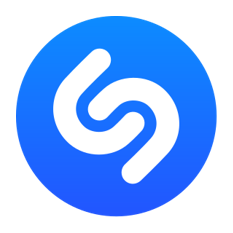 A white curvy S-like shape on a blue circle