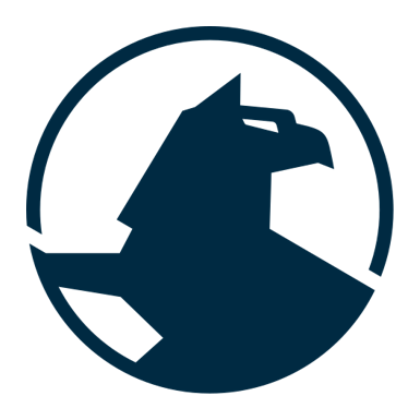 A griffin's head inside a dark circle