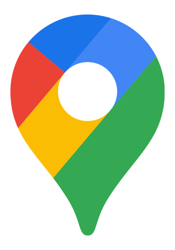 A map pin made of red, yellow, green and blue pieces