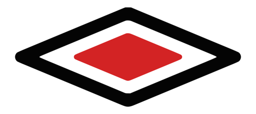 A red diamond inside a black diamond outline