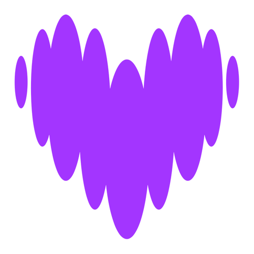 A purple heart shape made of wavy lines