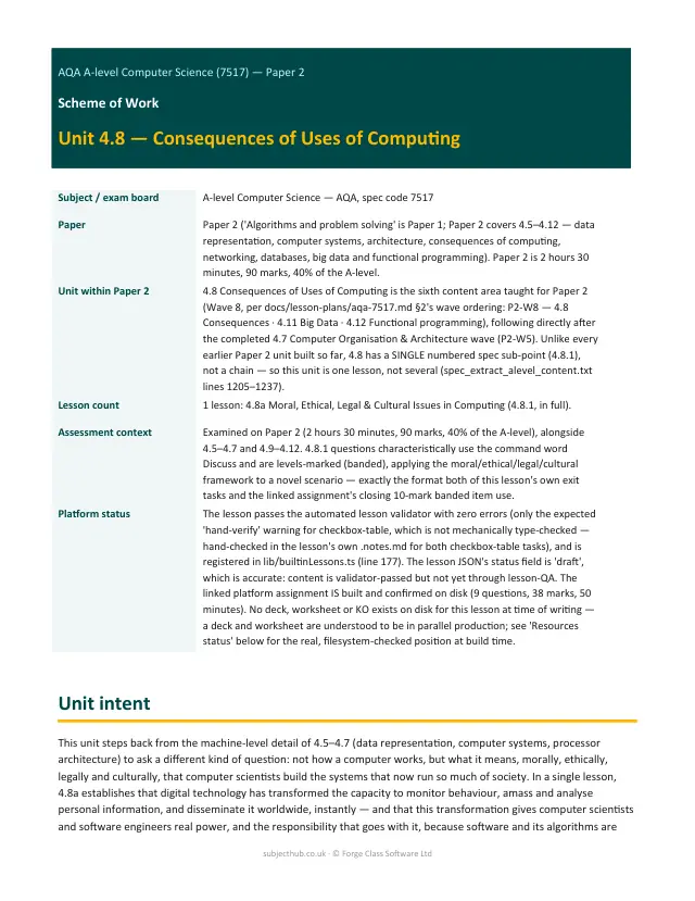 Page 1 of the Consequences of Uses of Computing preview