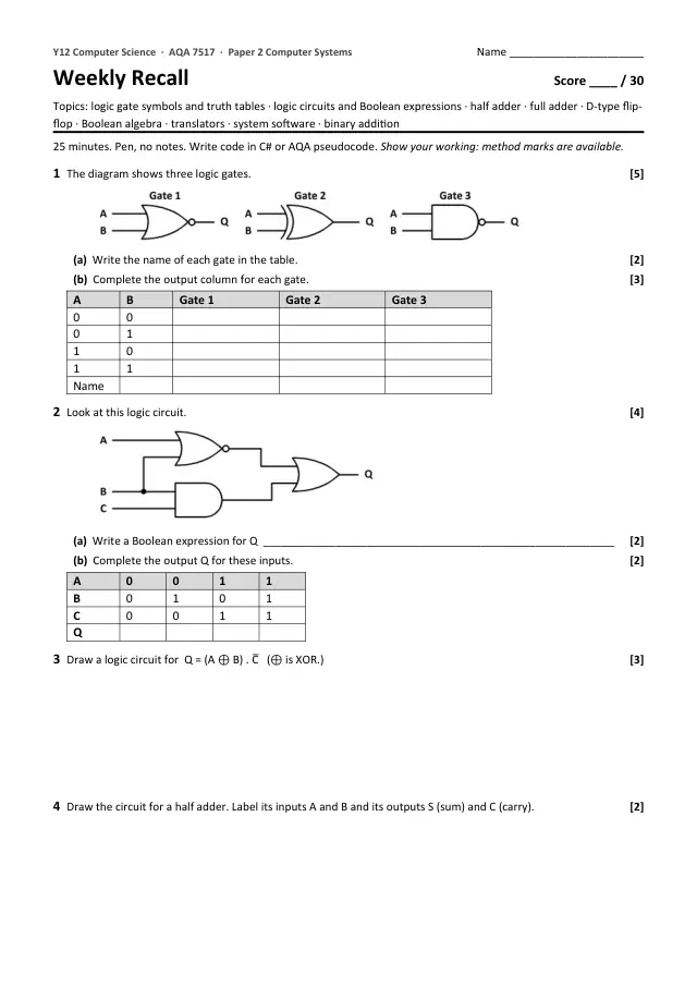 Page 1 of the Logic Gates & Circuits preview