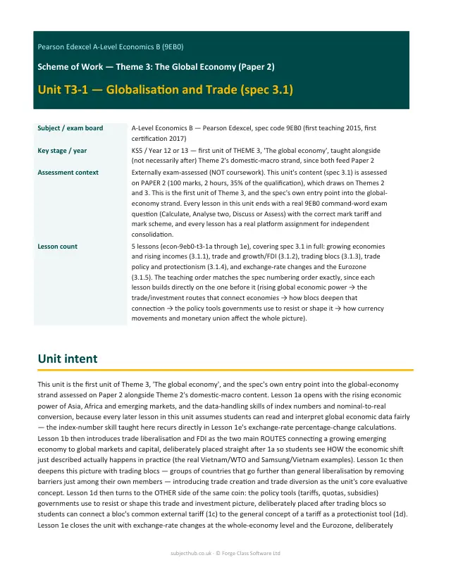 Page 1 of the Globalisation and Trade preview