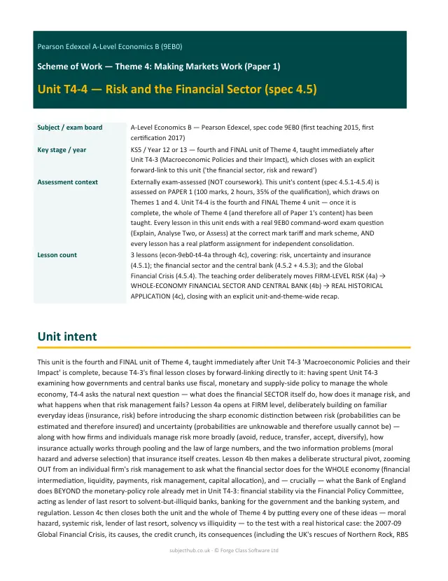 Page 1 of the Risk and the Financial Sector preview