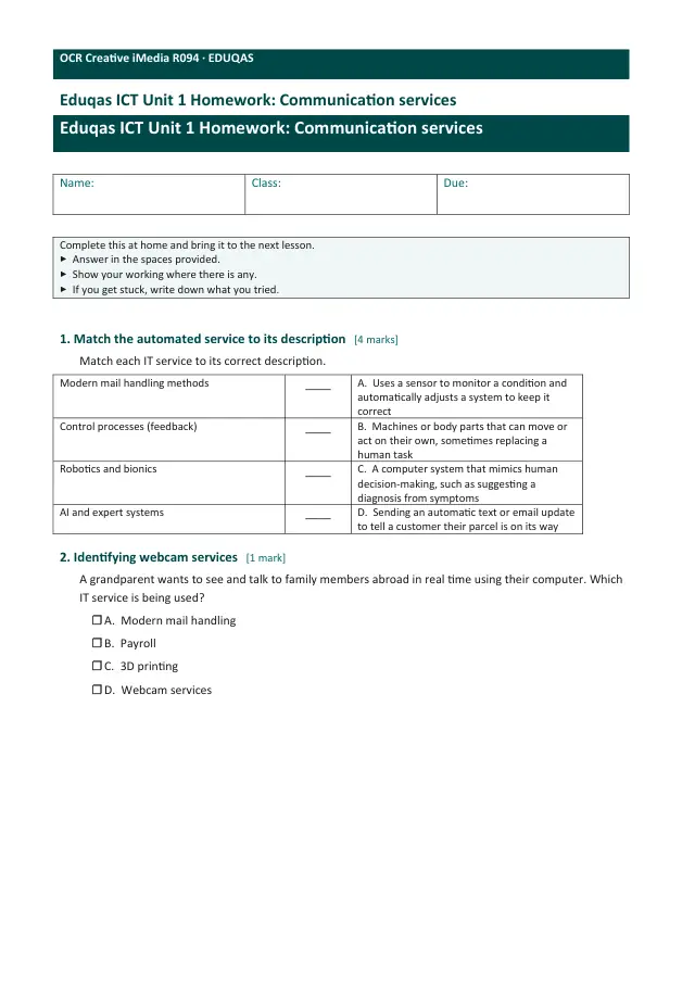 Page 1 of the Communication services preview