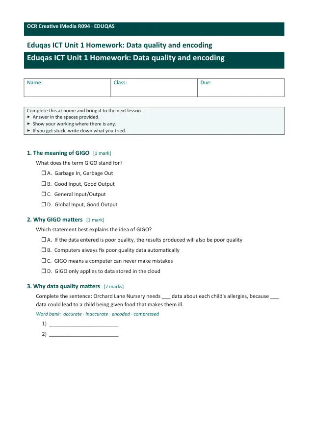 Page 1 of the Data quality and encoding preview