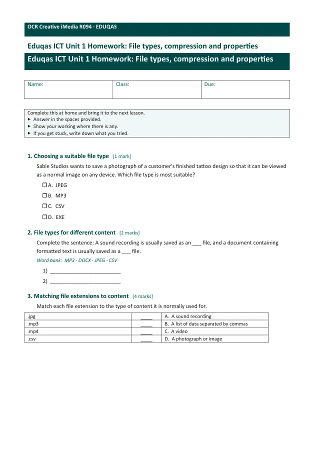 Page 1 of the File types, compression and properties preview