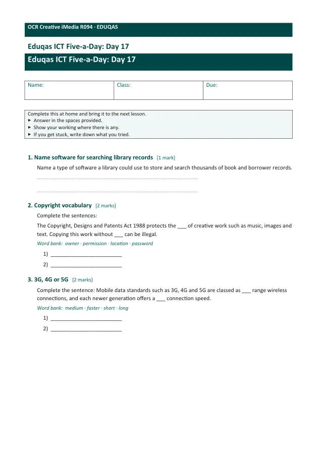Page 1 of the Five-a-Day - Day 17 preview
