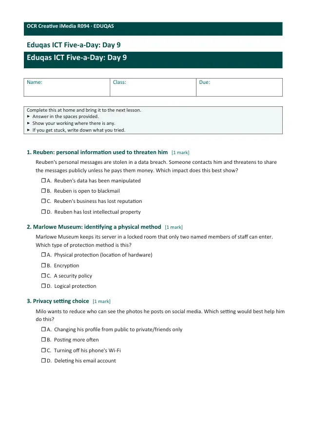 Page 1 of the Five-a-Day - Day 9 preview