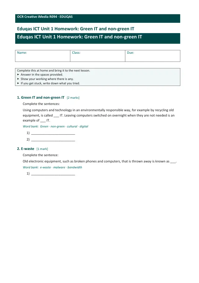 Page 1 of the Green IT and non-green IT preview