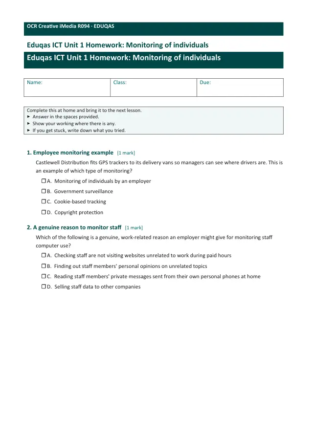 Page 1 of the Monitoring of individuals preview