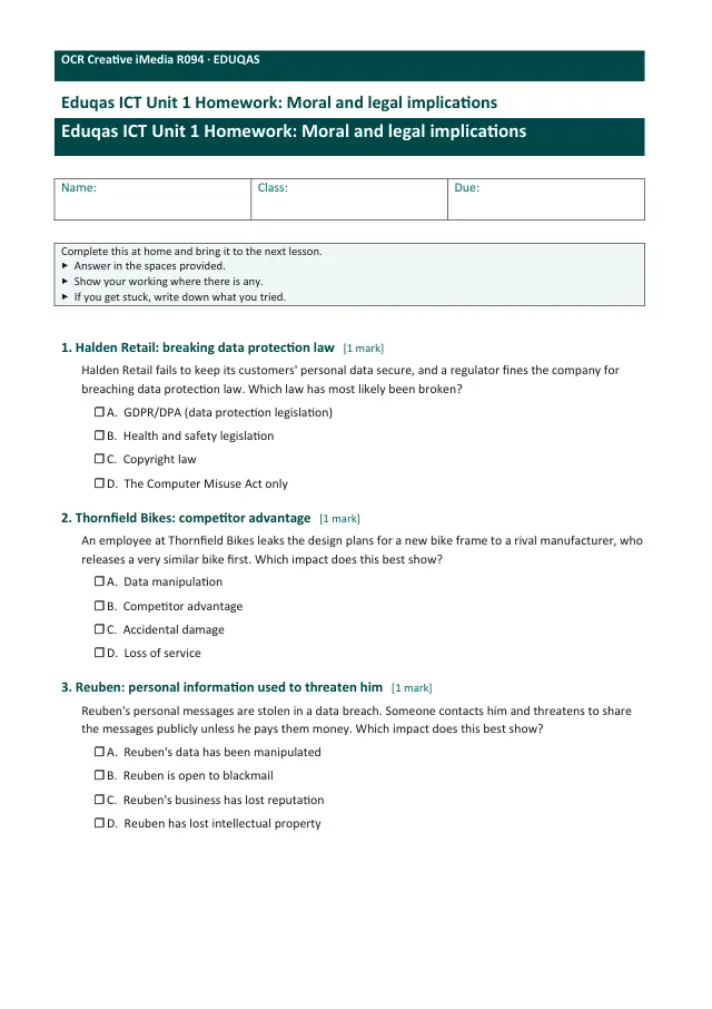 Page 1 of the Moral and legal implications preview