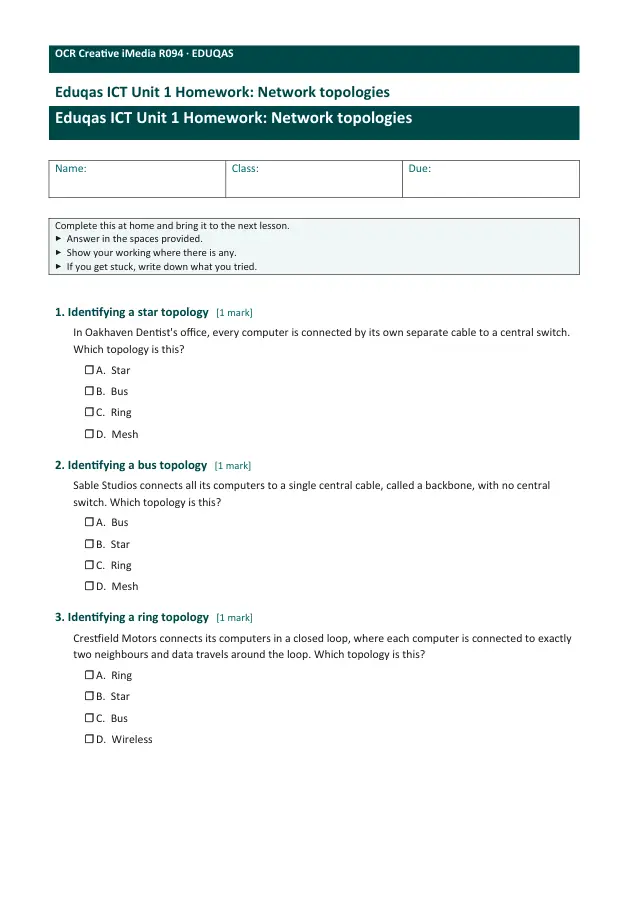 Page 1 of the Network Topologies preview