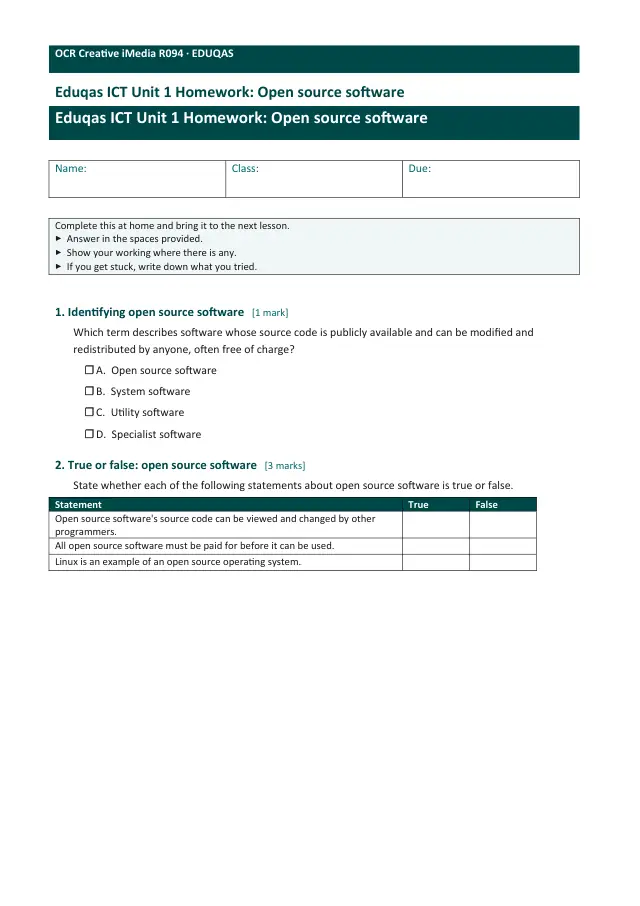 Page 1 of the Open source software preview