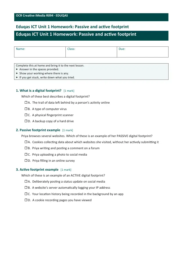 Page 1 of the Passive and active footprint preview