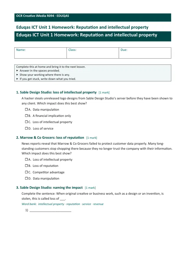 Page 1 of the Reputation and intellectual property preview