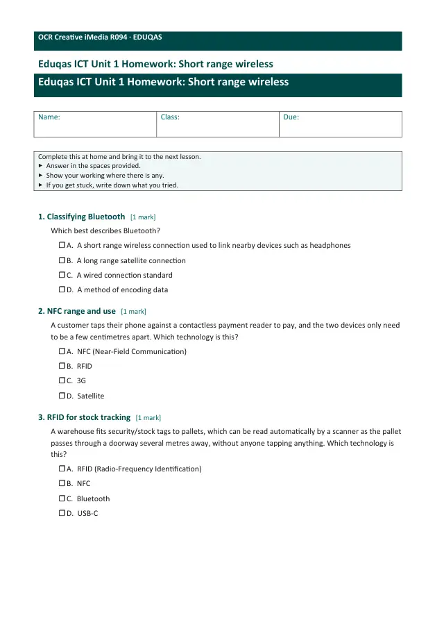 Page 1 of the Short range wireless preview