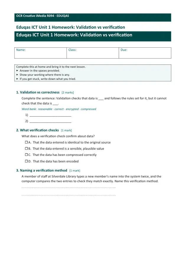 Page 1 of the Validation vs verification preview
