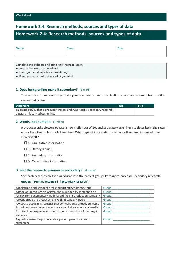 Page 1 of the Research methods, sources and types of data preview