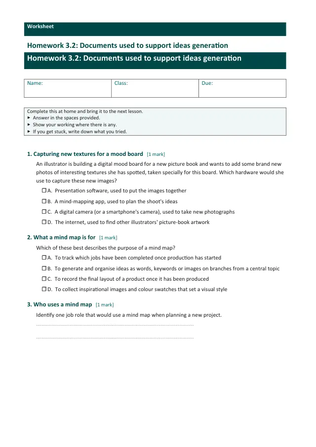 Page 1 of the Documents used to support ideas generation preview