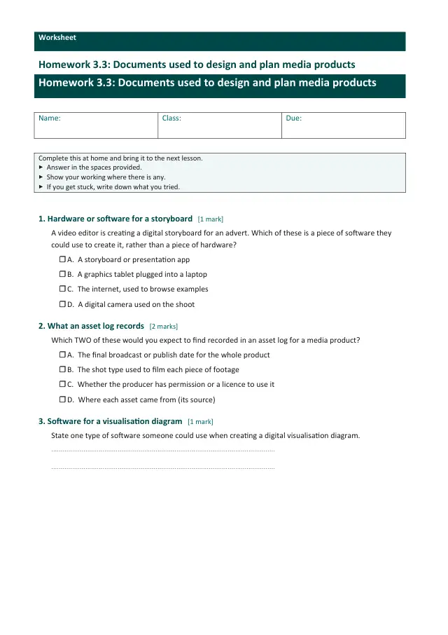 Page 1 of the Documents used to design and plan media products preview