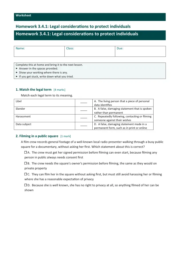 Page 1 of the Legal considerations to protect individuals preview