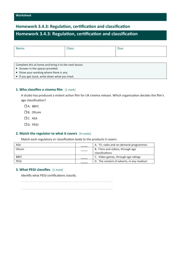 Page 1 of the Regulation, certification and classification preview