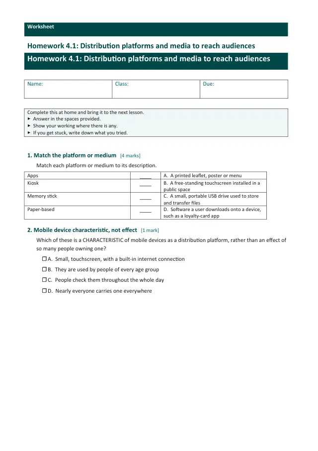 Page 1 of the Distribution platforms and media to reach audiences preview