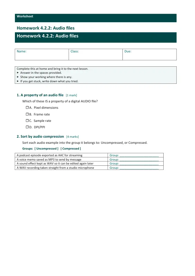 Page 1 of the Audio files preview