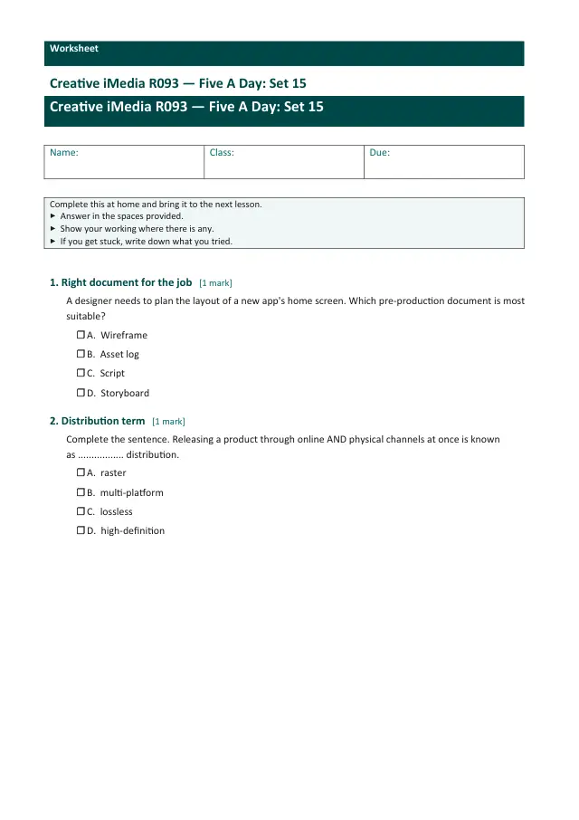 Page 1 of the Creative iMedia R093 — Five A Day - Set 15 preview