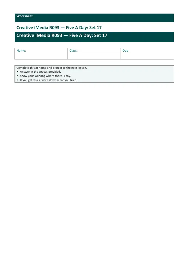 Page 1 of the Creative iMedia R093 — Five A Day - Set 17 preview
