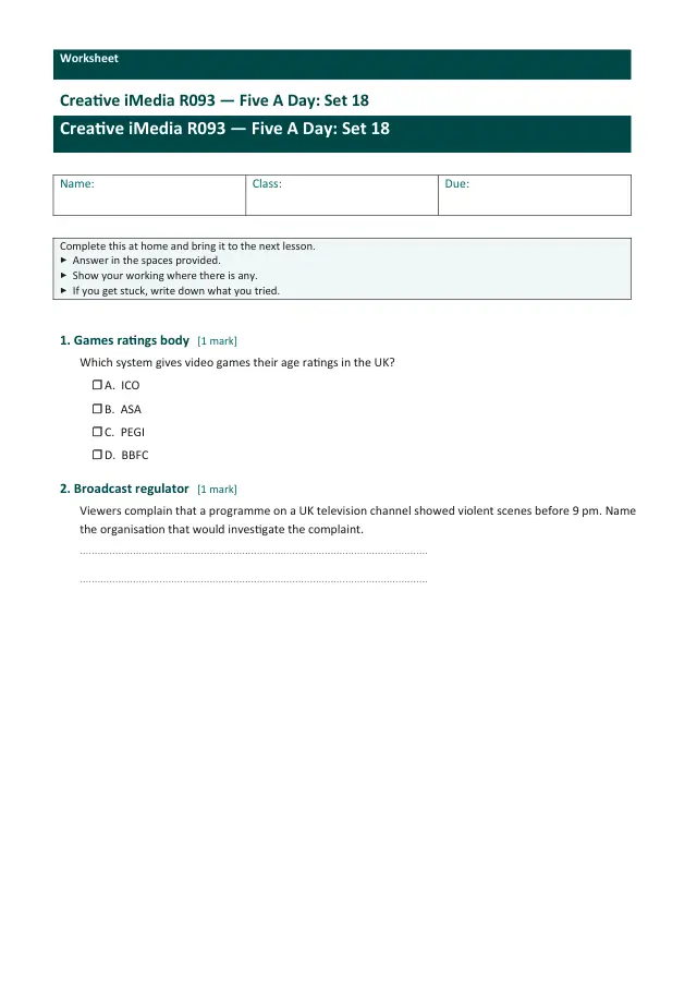 Page 1 of the Creative iMedia R093 — Five A Day - Set 18 preview