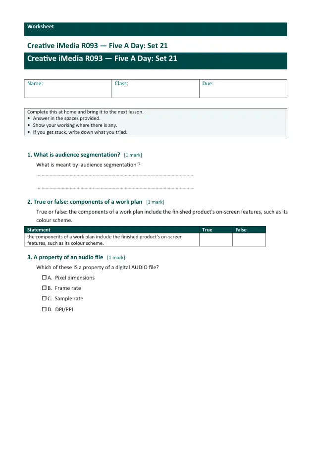 Page 1 of the Creative iMedia R093 — Five A Day - Set 21 preview