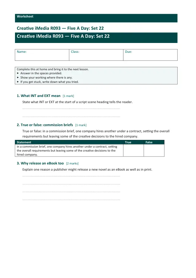 Page 1 of the Creative iMedia R093 — Five A Day - Set 22 preview