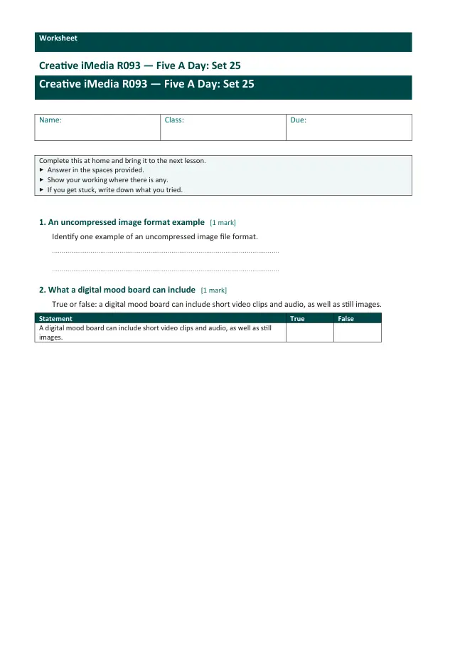 Page 1 of the Creative iMedia R093 — Five A Day - Set 25 preview