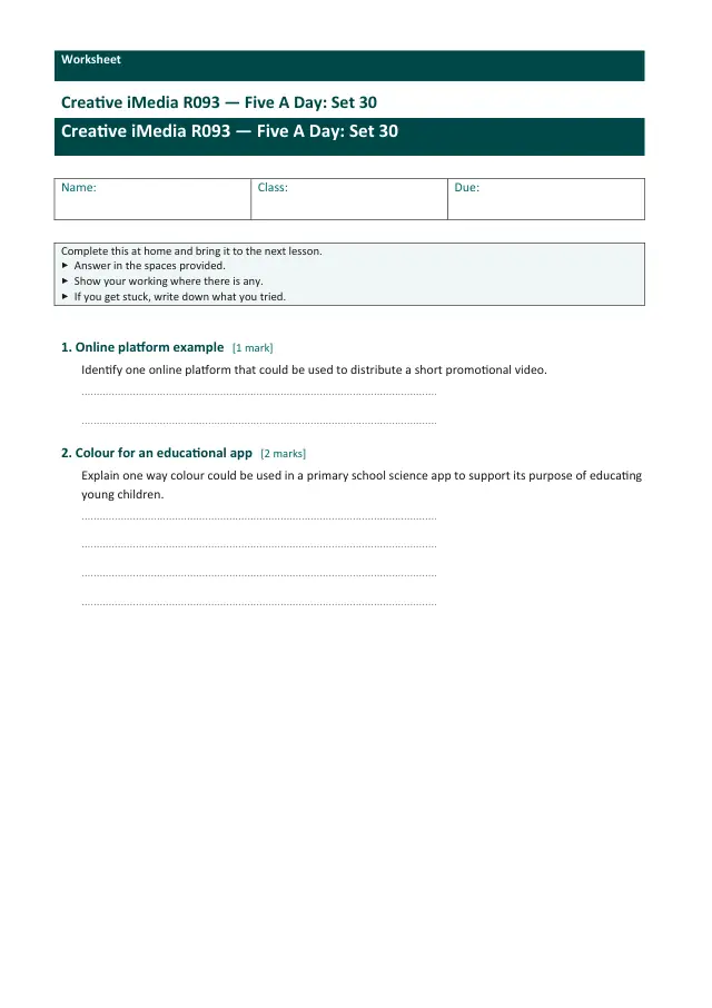 Page 1 of the Creative iMedia R093 — Five A Day - Set 30 preview
