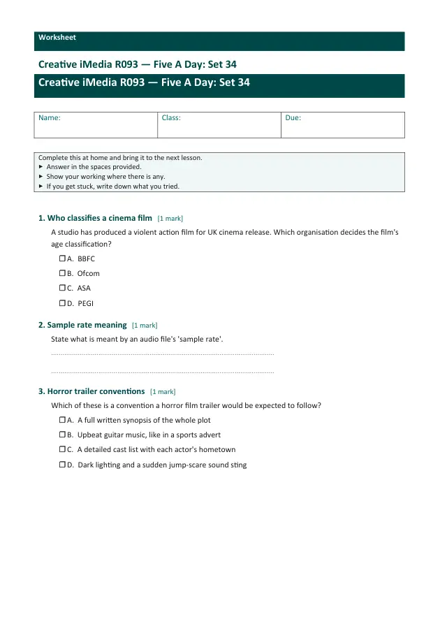 Page 1 of the Creative iMedia R093 — Five A Day - Set 34 preview