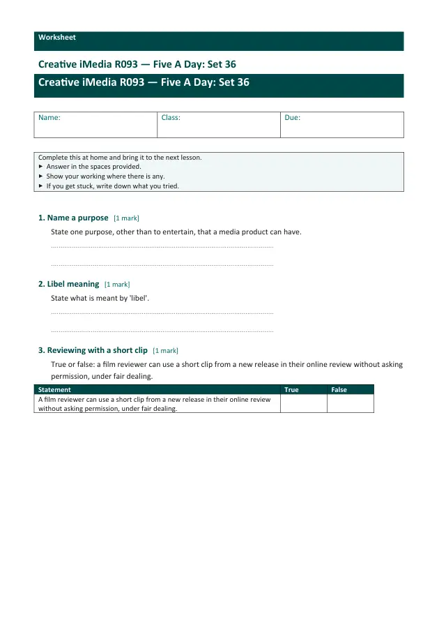 Page 1 of the Creative iMedia R093 — Five A Day - Set 36 preview