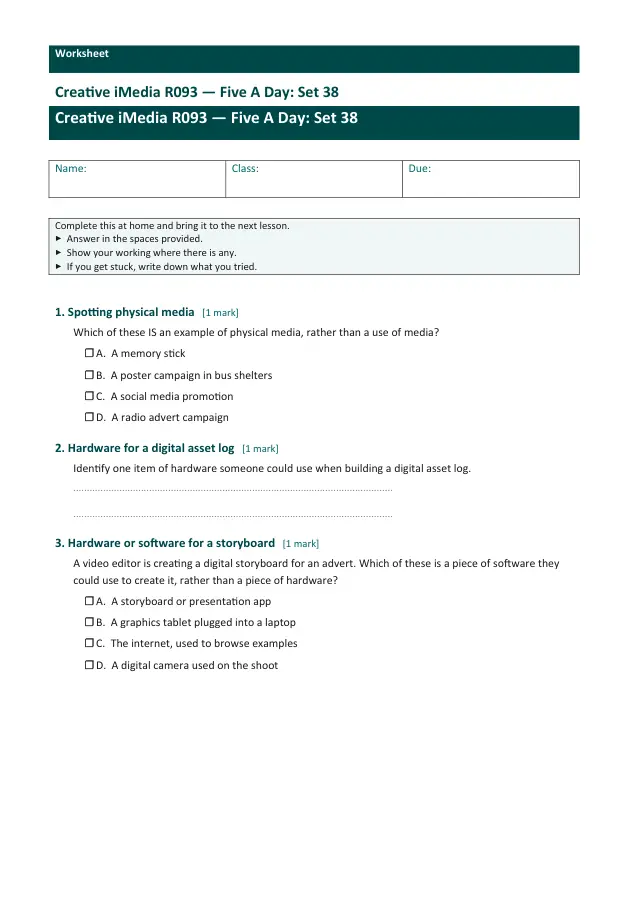 Page 1 of the Creative iMedia R093 — Five A Day - Set 38 preview