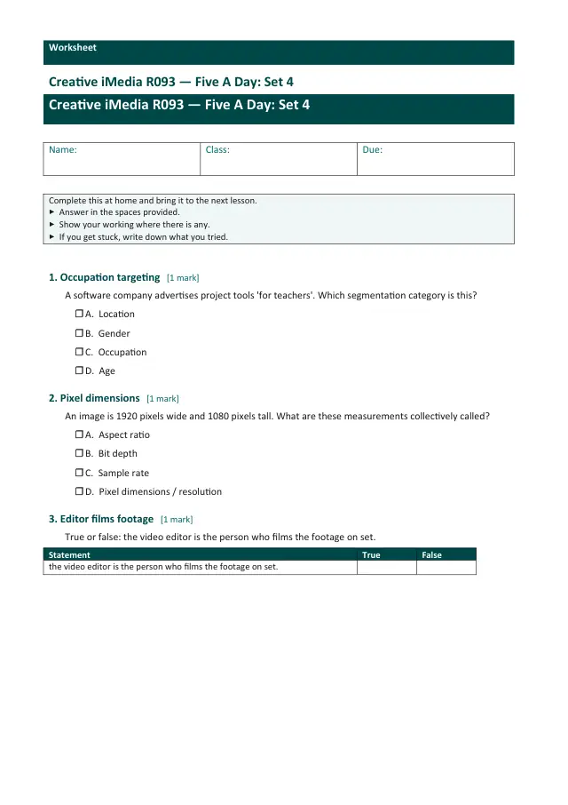 Page 1 of the Creative iMedia R093 — Five A Day - Set 4 preview