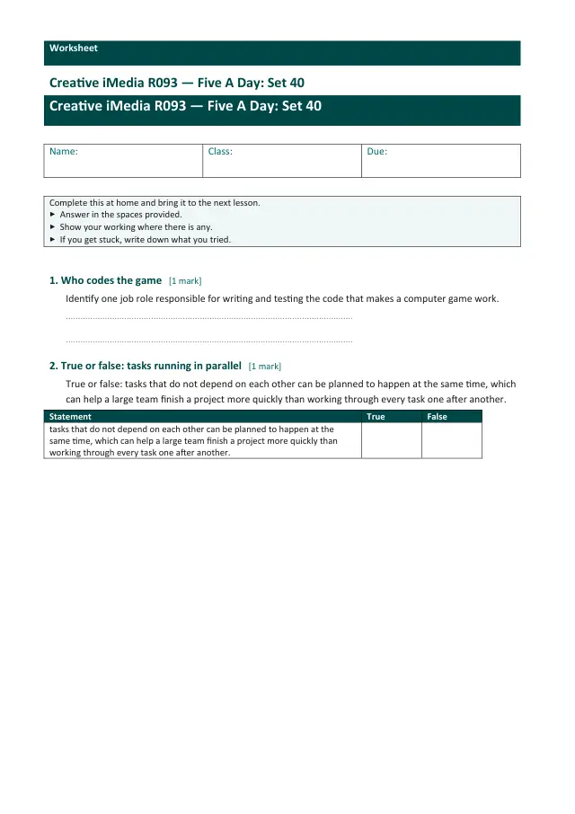 Page 1 of the Creative iMedia R093 — Five A Day - Set 40 preview