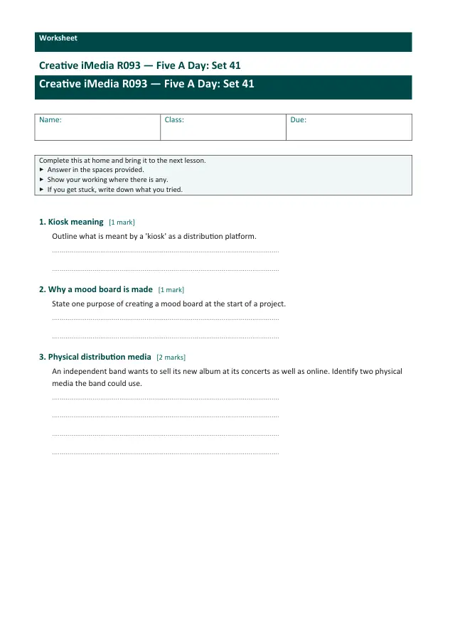 Page 1 of the Creative iMedia R093 — Five A Day - Set 41 preview
