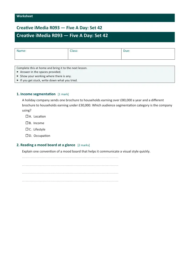 Page 1 of the Creative iMedia R093 — Five A Day - Set 42 preview
