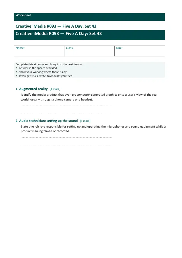 Page 1 of the Creative iMedia R093 — Five A Day - Set 43 preview
