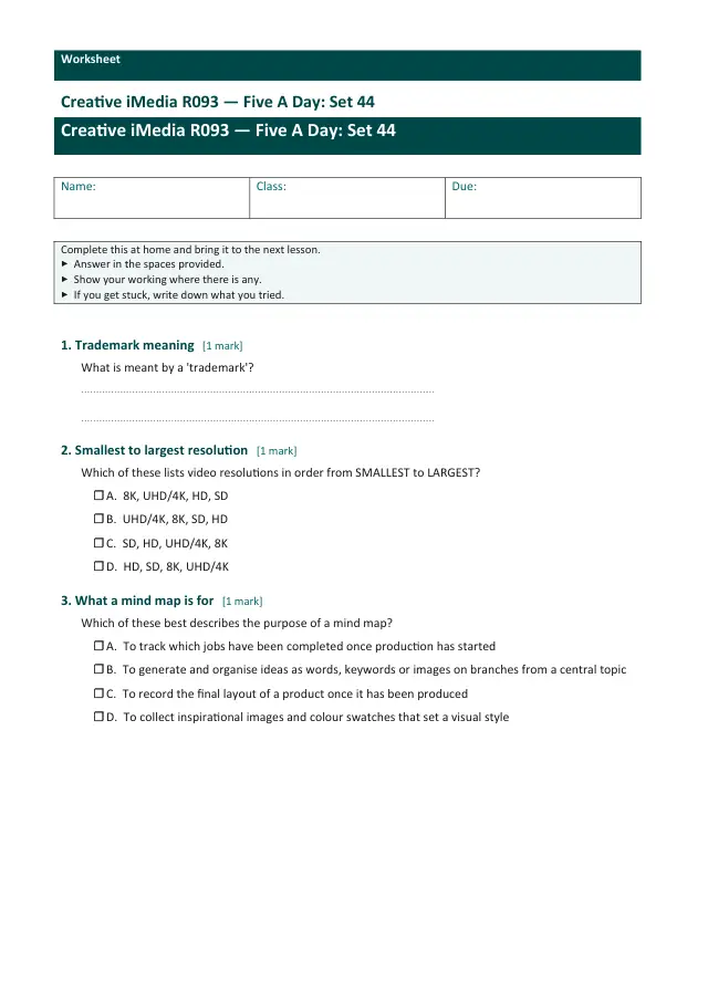 Page 1 of the Creative iMedia R093 — Five A Day - Set 44 preview