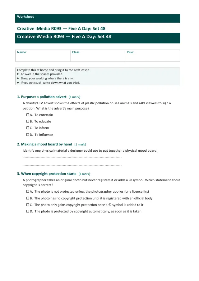 Page 1 of the Creative iMedia R093 — Five A Day - Set 48 preview
