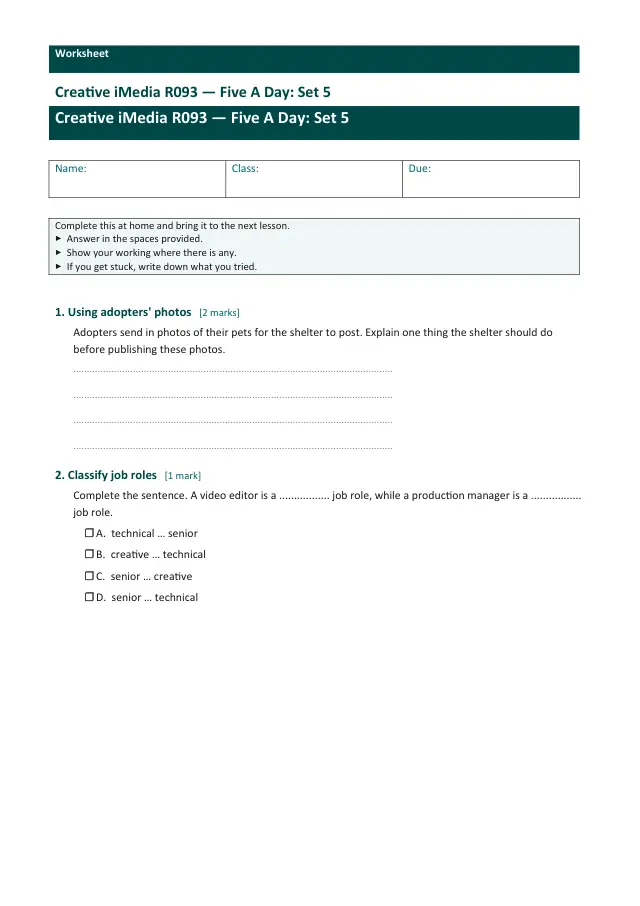 Page 1 of the Creative iMedia R093 — Five A Day - Set 5 preview