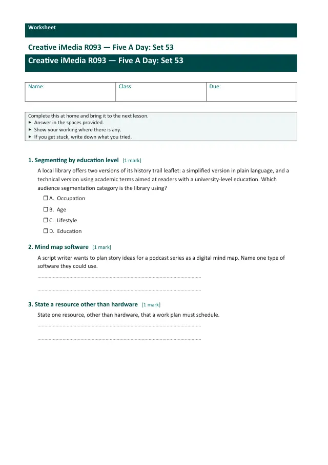 Page 1 of the Creative iMedia R093 — Five A Day - Set 53 preview